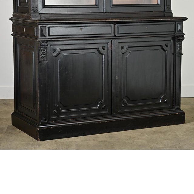 French 19th Century Grand Ebonized Bibliotheque For Sale - Image 13 of 14