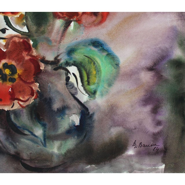 1980s Dzidra Bauma, Tulips, 1984, Watercolor For Sale - Image 5 of 6