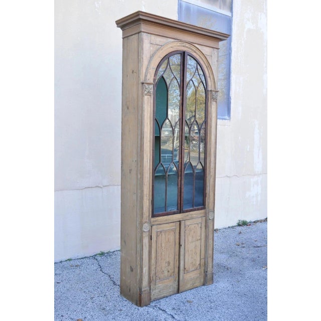 Wood Antique Italian Renaissance 109" Tall Carved Wood Gothic Cupboard Hutch Cabinet For Sale - Image 7 of 12