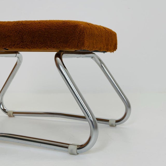 Mid-Century Modern Bauhaus Stool with Chrome Accents and Hidden Steps, 1960s For Sale - Image 9 of 11