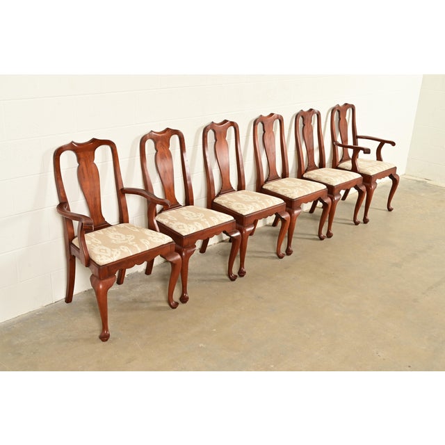 Henkel Harris Queen Anne Solid Cherry Wood Side Chairs or Dining Chairs | Pair For Sale - Image 14 of 15