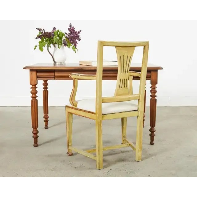 Handsome 19th century writing table or desk made in the French Louis Philippe taste. Crafted from oak with quarter sawn...