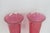 Pink Flash Optic Glass Footed Vases Pair of 2 Mid Century Modern Style 5078b For Sale In Miami - Image 6 of 13