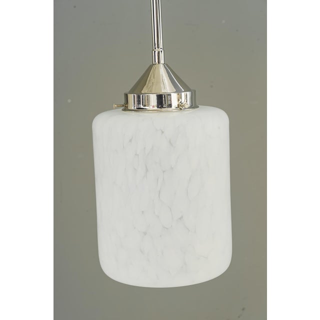 Art Deco Nickel-Plated Pendant with Glass Shade, Vienna, 1920s For Sale - Image 6 of 17