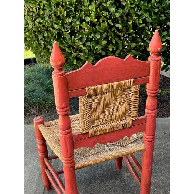 1940s Rustic 1940s Mexican Low-Back Side Chair With Rush Seat & Back For Sale - Image 5 of 6