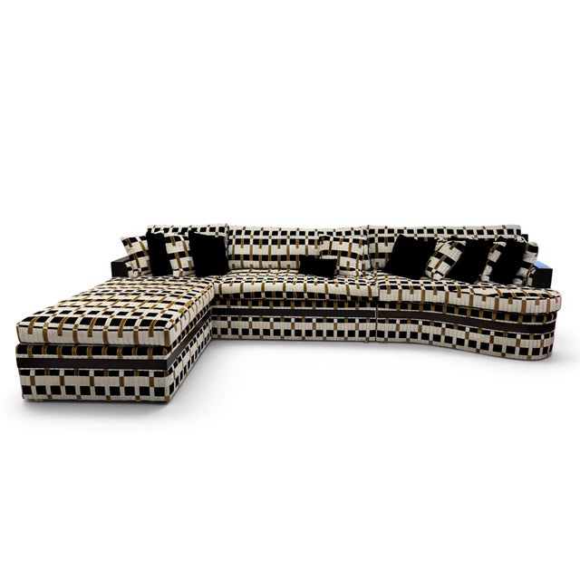 Mid-Century-Modern Geometric Sectional, in the style of Milo Baughman for Thayer Coggin. This 3-piece sectional features a...