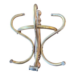 Vintage Brass Barbershop Wall Coat Hat Rack For Sale