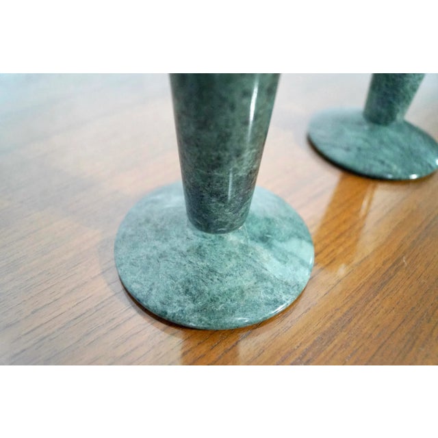 1980’s Post-Modern Memphis Style Marble & Lucite Candleholders - a Pair For Sale - Image 11 of 12