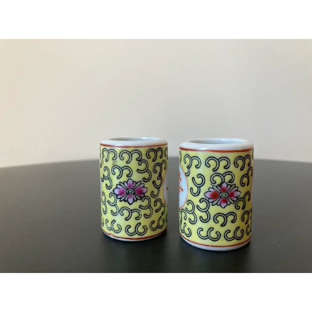 A beautiful set of two (2) toothpick holders with chinoiserie design, circa early 20th century, China. Piece showcases...