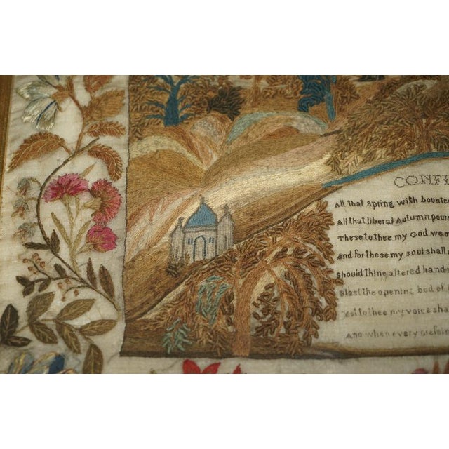 19th Century Antique William IV Needlework Stumpwork Sampler with Hardwood Frame, 1834 For Sale - Image 5 of 18