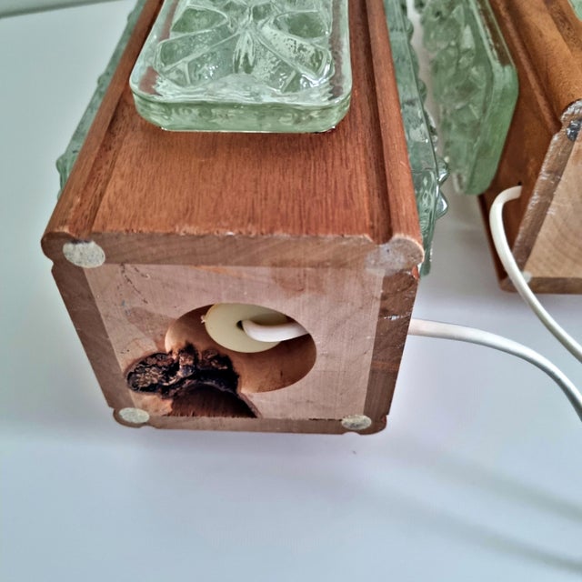 1960s Mid-Century Modern Scandinavian Teak and Glass Table Lamps - a Pair For Sale - Image 11 of 11