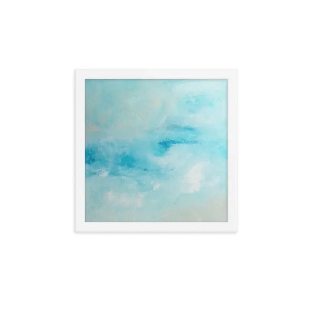 Abstract Framed Original Art Print Blue Sky Clouds Soft Colors For Sale - Image 3 of 6