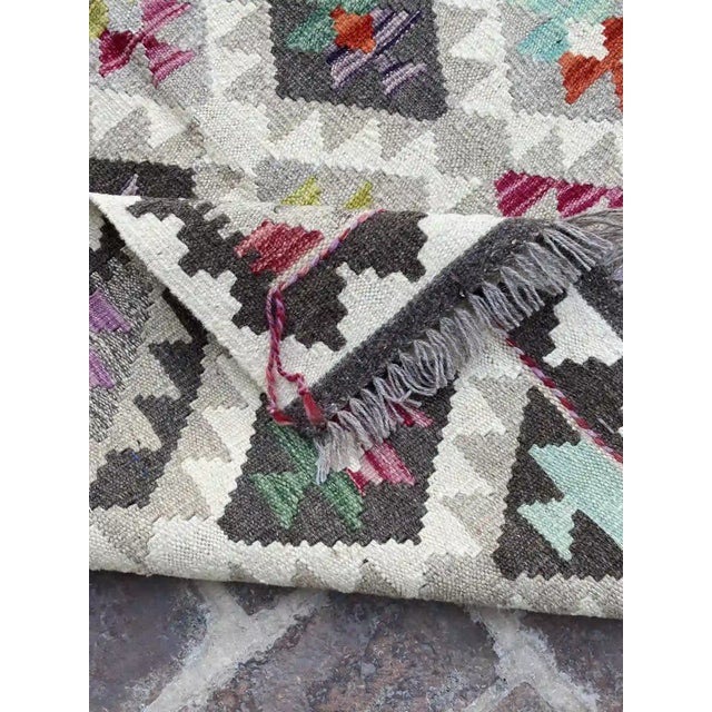 Purple Geometric Kilim Rug - Handwoven Wool, 3.3' X 5' For Sale - Image 8 of 9
