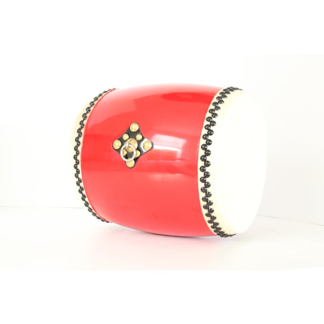 Chinoiserie Okinawa Red Eisa Odaiko Drum Artifact For Sale In Los Angeles - Image 6 of 7