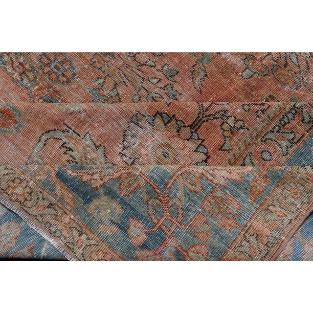 Antique Persian Muted Colored Sultanabad Mahal Rug With All Over Floral Design 9'2 X 11'11 For Sale - Image 13 of 14