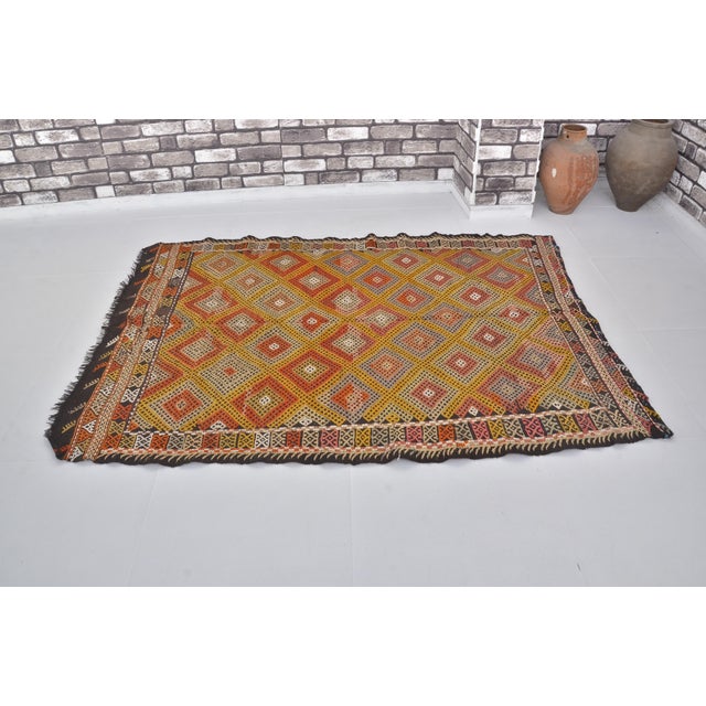 Turkish 1950s Geometric Anatolian Kilim Rug For Sale - Image 3 of 10