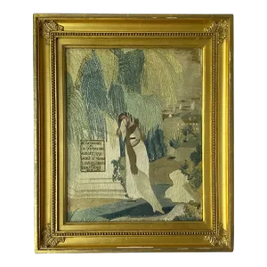 American New England School Silk and Needlework Mourning Picture to A. Adams