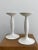 A pair of modern matte white ceramic candleholders by Georges Mathieu for Molin Paris France.