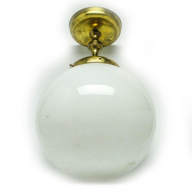 Brass and Glass Pendant Lamp, Poland, 1950s For Sale - Image 4 of 6