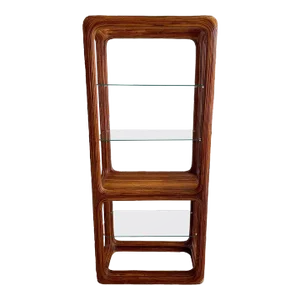 1970s Sculptural Rattan & Glass Etagere