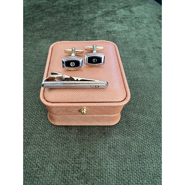 Rare Vintage Dupont Lighter & Christian Dior Cufflinks & Neck Tie Gift Set For Sale - Image 10 of 18