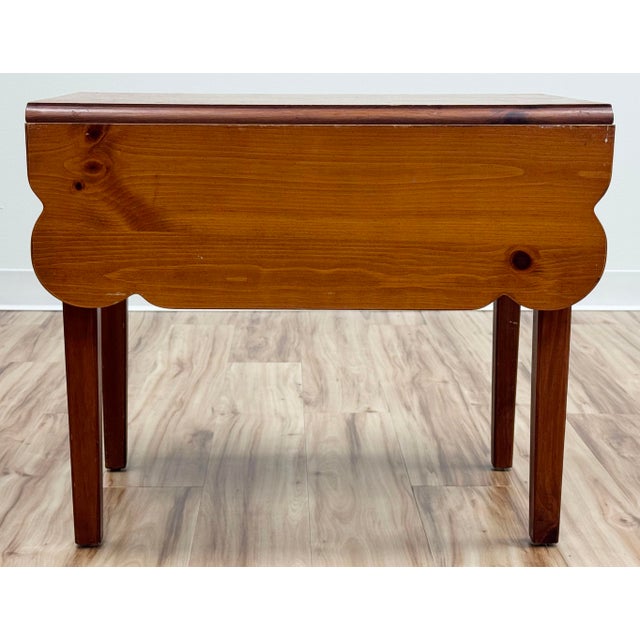 Brown Vintage Broyhill Pine Drop Leaf Side Table For Sale - Image 8 of 16