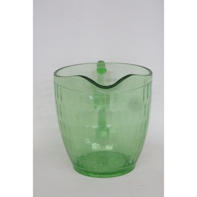 1930s Jeannette Glass Co Green Hex Optic Pitcher Honeycomb Uranium Glass For Sale In Miami - Image 6 of 18