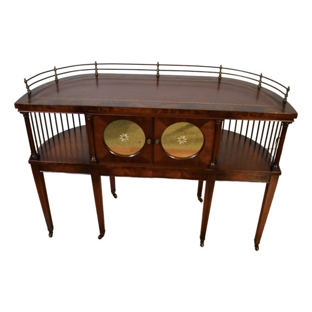 1930s. English Regency Mahogany & Leather Top Console Table / Sofa Table For Sale