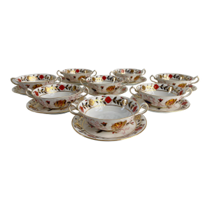 Tiffany & Co. Royal Crown Derby "Asian Rose" Soup Bowls & Saucer -Service for 8