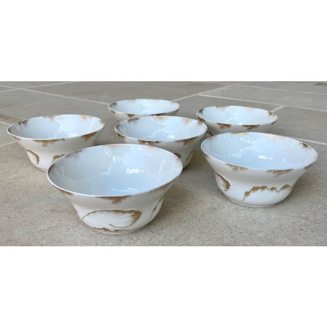 Circa 1900/1903 Theo Haviland Art Nouveau-Style Limoges Gold Gilt on Fine Porcelain China Berry Bowls - Set of 6 For Sale - Image 12 of 18