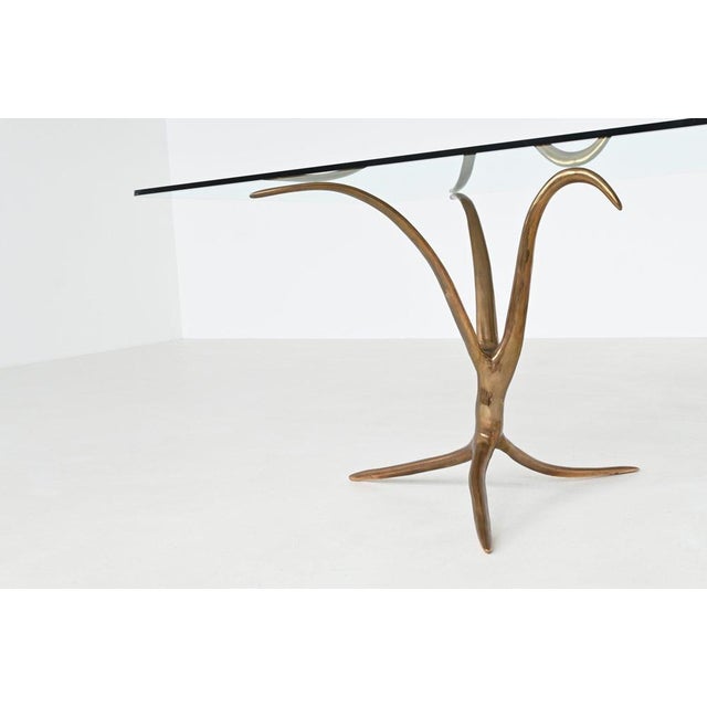 Sculptural Dining Table in Bronze and Glass, Belgium, 1970 For Sale - Image 12 of 18