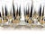 1960s Mid-Century Modern Atomic Black & Gold Highball Glasses With Brass Carrier - Set of 8 For Sale - Image 4 of 12