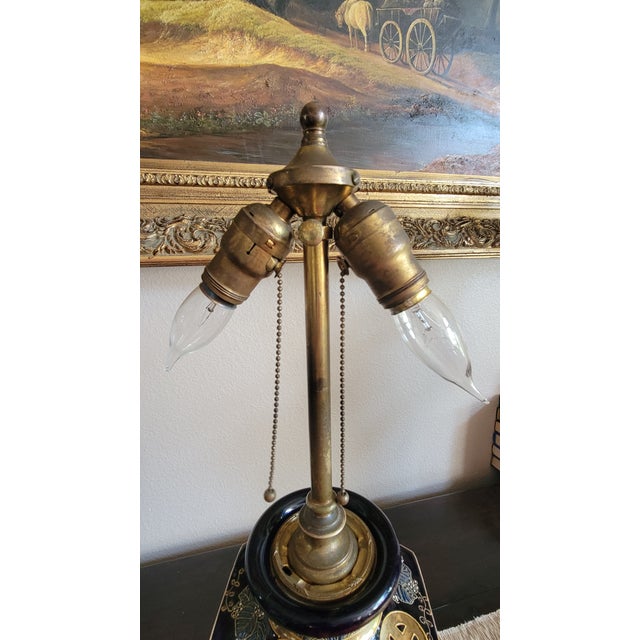 Blue Gorgeous Vintage Hexagonal Asian Lamp For Sale - Image 8 of 12