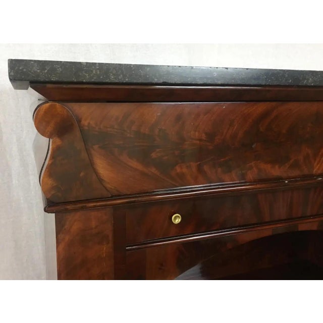 Early 19th Century French Empire Flame Mahogany Drop Front Secretary Desk For Sale - Image 4 of 12