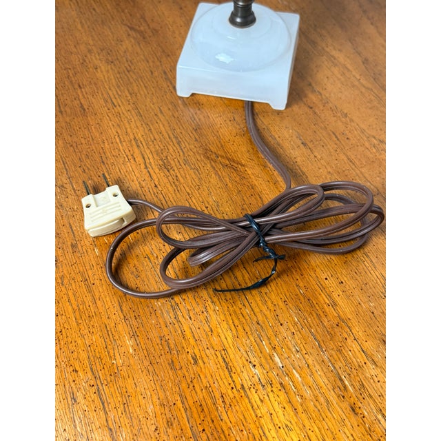 Vintage White Opaline Glass and Brass Table Lamp For Sale - Image 12 of 12