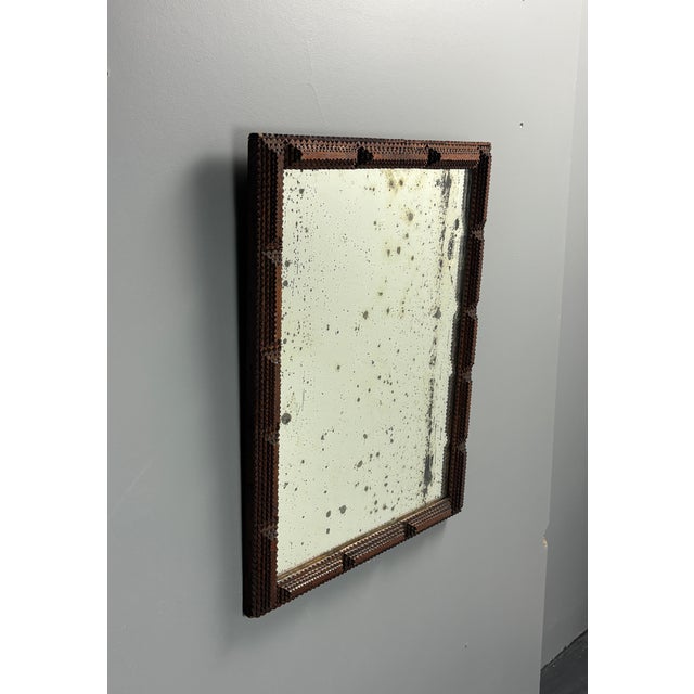 Antique Tramp Art Folk Art Distressed Mirror, Belgium, 1900s, 1890s For Sale - Image 17 of 18
