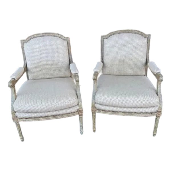 Pair of William Switzer Bergere Chairs For Sale