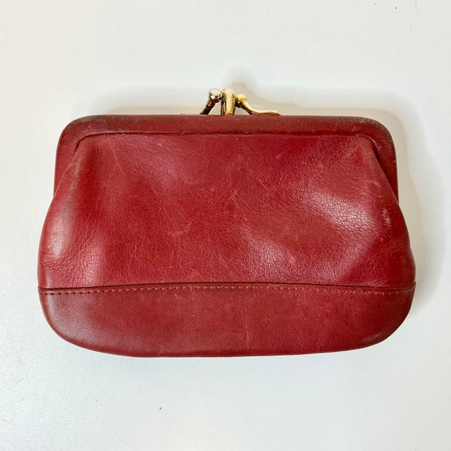 Metal 1996 Vintage Boho Chic Coach Red Leather Coin Purse Wallet, 2 Compartments. For Sale - Image 7 of 8