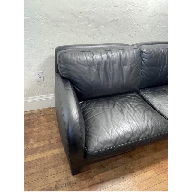 Animal Skin B&b Italia Antonio Citterio for Cina Two Seat Black Leather Sofa For Sale - Image 7 of 10