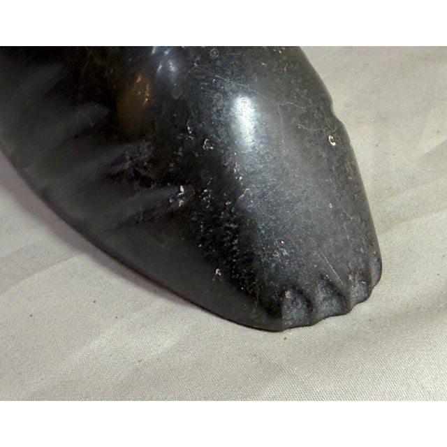 Antique Hand Carved Signed Soapstone Canadian Eskimo Inuit Bird Sculpture Statue For Sale - Image 10 of 12