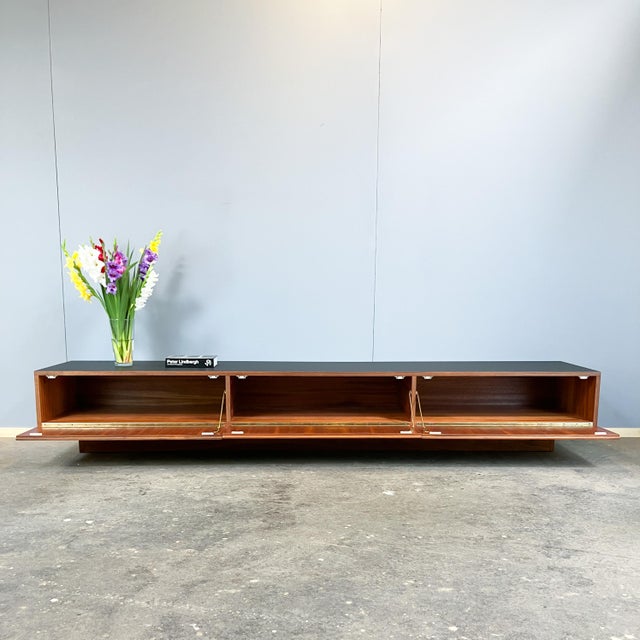 Black Minimalist Lowboard in Teak and Black Formica Top, 1960s For Sale - Image 8 of 14