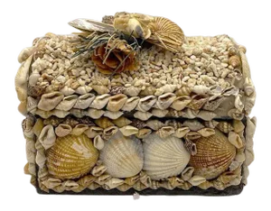 Antique Sea Shell Decorative Coffin Box With Lid