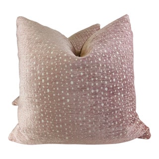 Antelope Chenille in Rose 22” Pillows-A Pair For Sale