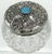 Traditional American Brilliant Cut Glass, Sterling & Turquoise Dresser Jar, by Whiting For Sale - Image 3 of 9