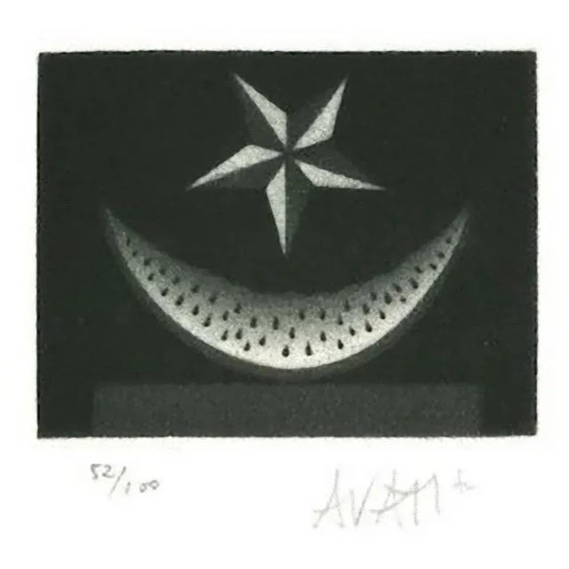 Watermelon and Star - Original Etching on Paper by Mario Avati - 1970s 1970s For Sale - Image 3 of 3