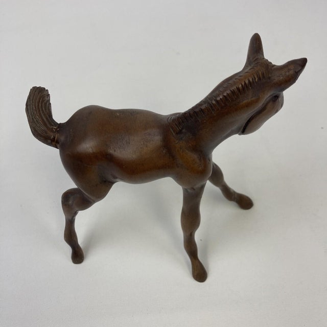 Wood Vintage Grand Wood Mahogany 4.5" Carved Arabian Horse Colt Filly Foal 3d Equine Art For Sale - Image 7 of 11