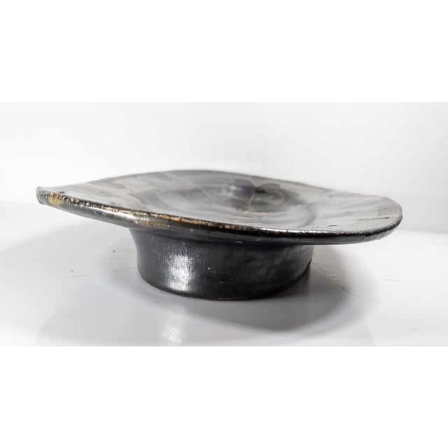 Ceramic Mid-Century Modern Studio Art Pottery Tray With Abstract Design, Signed Illegibly For Sale - Image 7 of 14