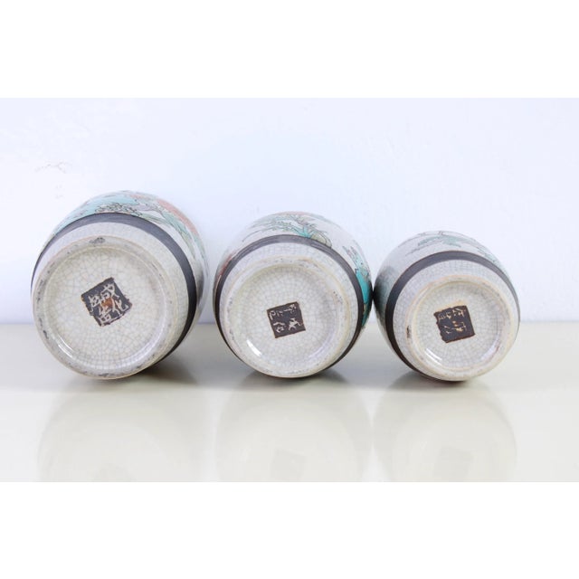 Japanese Ceramic Vases, Early 1900s, Set of 3 For Sale - Image 10 of 12