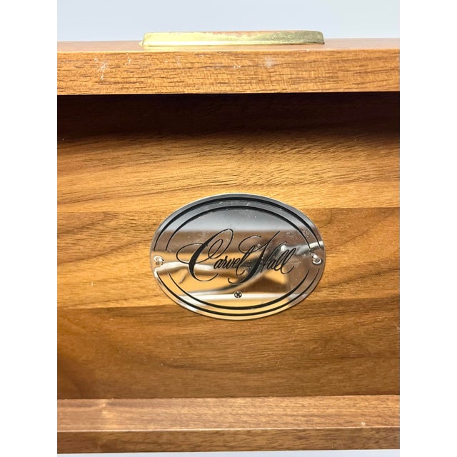Vintage Carvel Hall 3-Piece Stainless Carving Knife & Fork Set With Wooden Case For Sale - Image 10 of 10