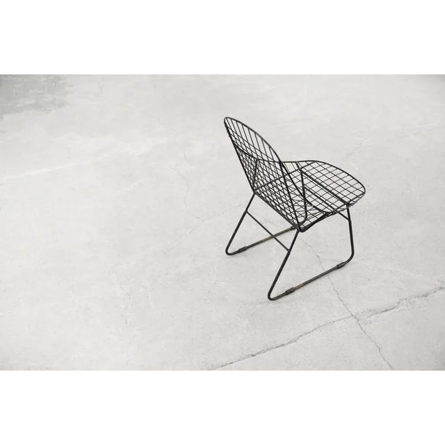 Scandinavian Mid-Century Modern Minimalist Black Wire Prototype Chair, 1960s, Set of 5 For Sale - Image 9 of 18